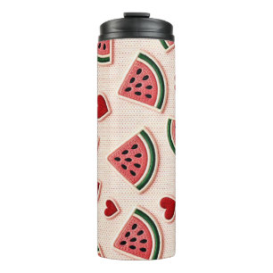 Cute Watermelon & Hearts Pattern Aesthetic School  Thermal Tumbler