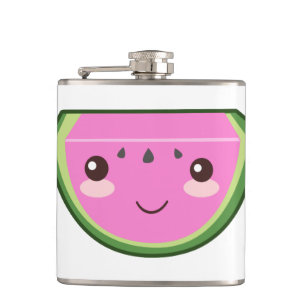 Cute Watermelon Illustration Hip Flask