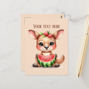 Cute watermelon kangaroo add message postcard
