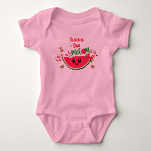 Cute Watermelon One In A Melon Girl's 1st Birthday Baby Bodysuit