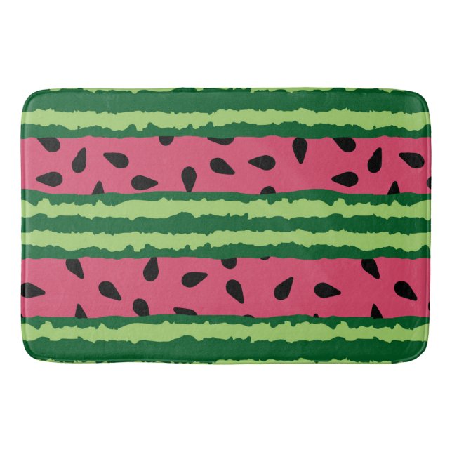 Cute Watermelon Pattern Pink & Green Bath Mat (Front)
