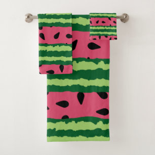 Cute Watermelon Pattern Pink & Green Bath Towel Set