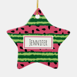 Cute Watermelon Pattern Pink & Green Ceramic Tree Decoration