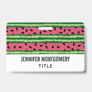Cute Watermelon Pattern Pink & Green ID Badge