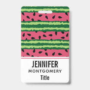 Cute Watermelon Pattern Pink & Green ID Badge
