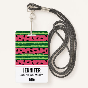 Cute Watermelon Pattern Pink & Green ID Badge