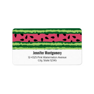 Cute Watermelon Pattern Pink & Green Label