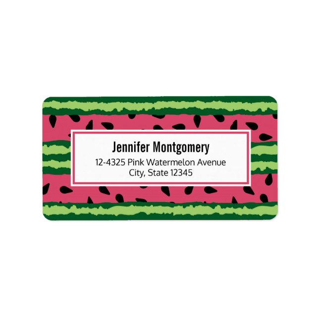 Cute Watermelon Pattern Pink & Green Label (Front)
