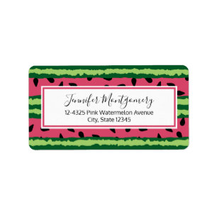 Cute Watermelon Pattern Pink & Green Label