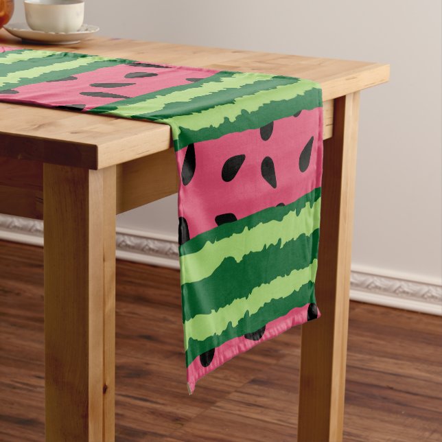 Cute Watermelon Pattern Pink & Green Short Table Runner (In Situ)