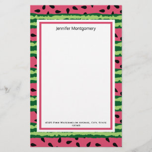 Cute Watermelon Pattern Pink & Green Stationery