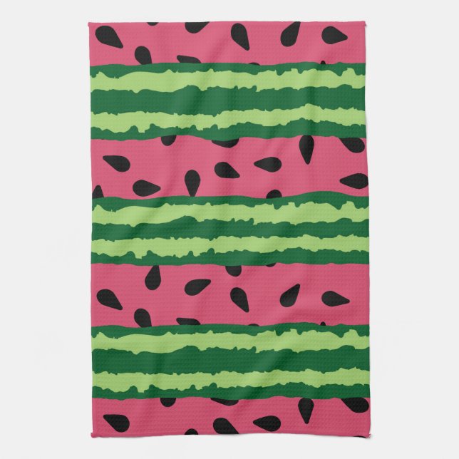 Cute Watermelon Pattern Pink & Green Tea Towel (Vertical)