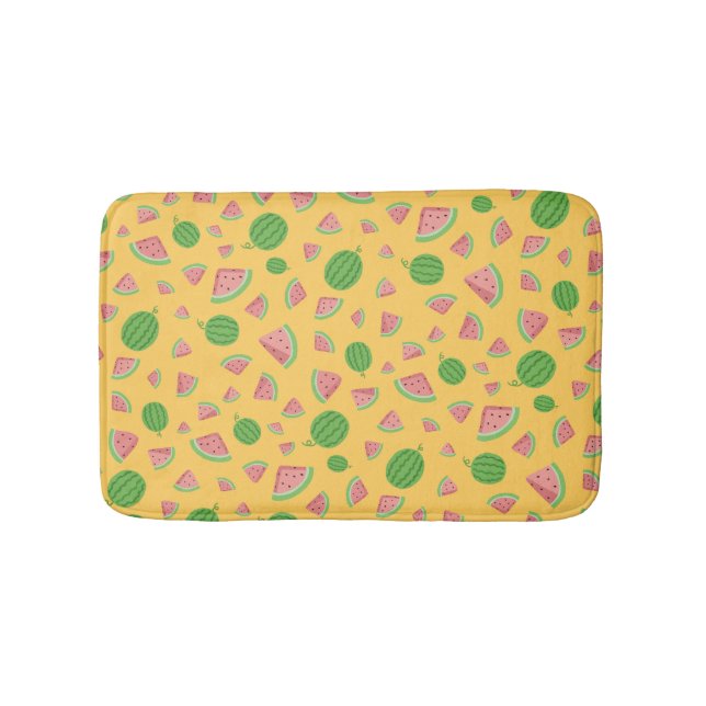 Cute Watermelon Pattern yellow Bath Mat (Front)