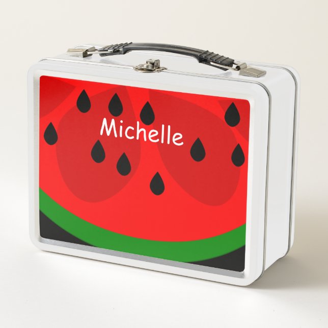 Cute Watermelon Personalised Custom Metal Lunch Box (Front)