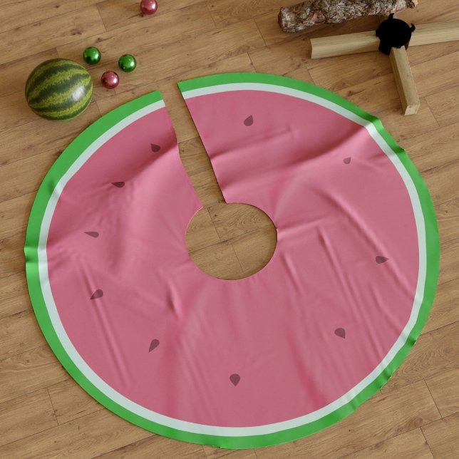 Cute Watermelon Pink and Green Christmas Brushed Polyester Tree Skirt (Pink and green should be seen on a tree skirt. Stand out from the crowd with this!)