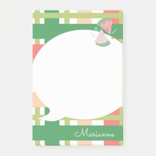Cute Watermelon Plaid Bubble Post-it Notes