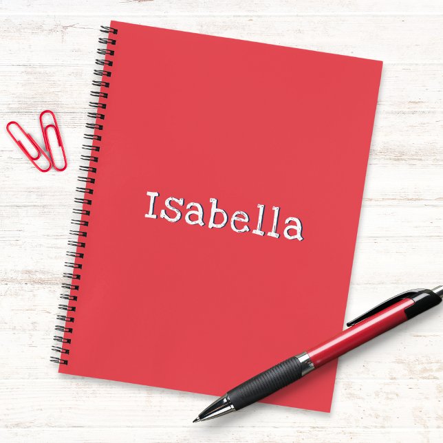 Cute Watermelon Red Pretty Stylish Personalised Notebook (A stylish notebook in watermelon red, personalized with a name in modern typography)