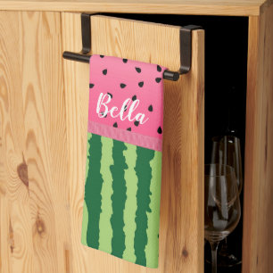 Cute Watermelon Rind and Seeds Personalised Tea Towel