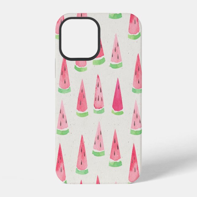 Cute watermelon: seamless watercolor pattern. iPhone case (Back)