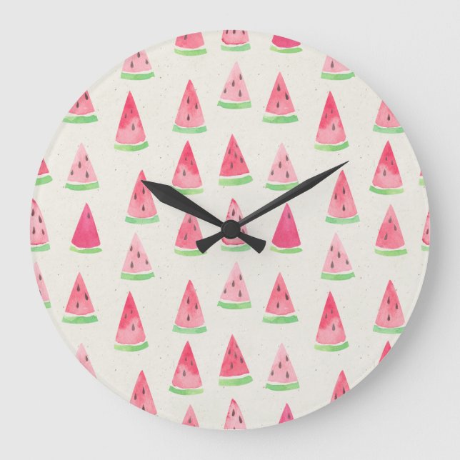 Cute watermelon: seamless watercolor pattern. large clock (Front)