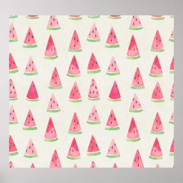 Cute watermelon: seamless watercolor pattern. poster (Front)