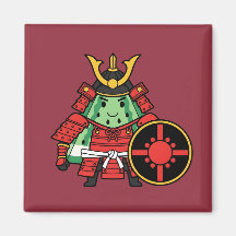 Cute Watermelon Shogun Samurai Warrior Illustratio