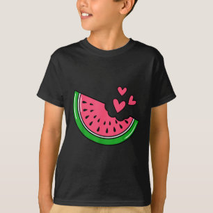 Cute Watermelon Slice Bitten With Hearts Summer T-Shirt