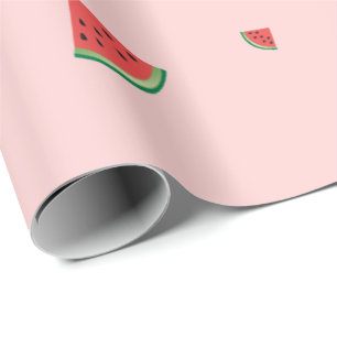 Cute Watermelon Slices on Pink Wrapping Paper