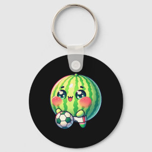 Cute Watermelon Soccer Player Chibi Footll Key Ring