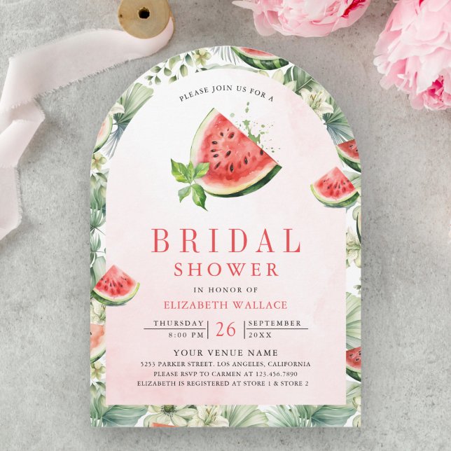 Cute Watermelon Summer Arch Photo Bridal Shower Invitation (Creator Uploaded)