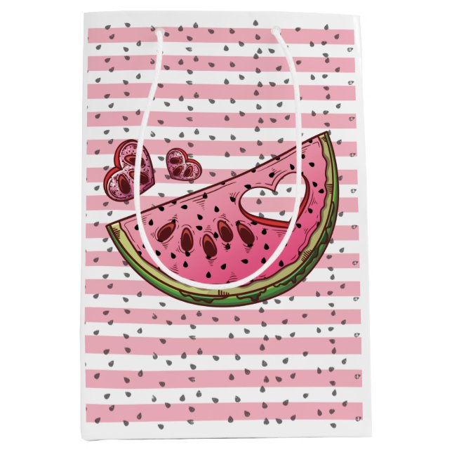 Cute Watermelon Theme Birthday Party Favour Medium Gift Bag (Front)