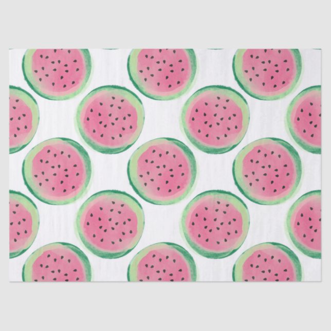 Cute Watermelons on White Decoupage Tissue Paper (Front)