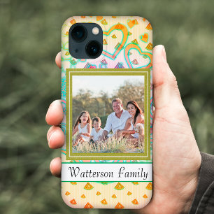 Cute watermeloon & hearts, custom name & photo iPhone 13 case