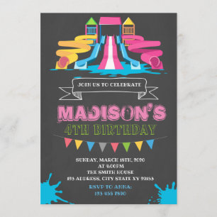 Cute waterpark birthday party invitation