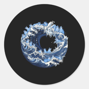 Cute Wave Of Blue Cats For Kamala 2 Classic Round Sticker