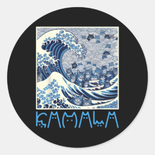 Cute Wave Of Blue Cats For Kamala Classic Round Sticker