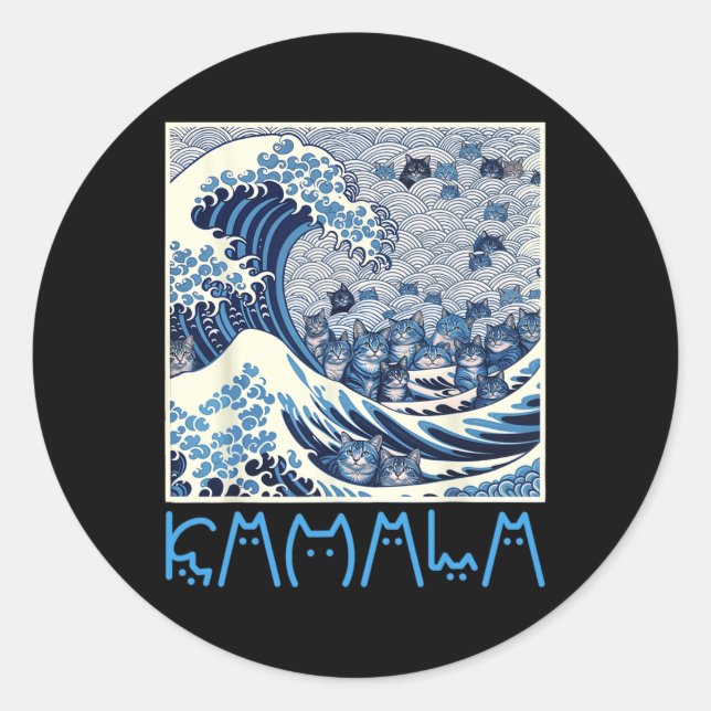 Cute Wave Of Blue Cats For Kamala  Classic Round Sticker (Front)