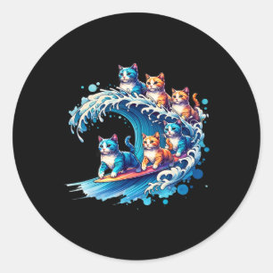 Cute Wave Of Blue Cats For Kamala Funny 2 Classic Round Sticker