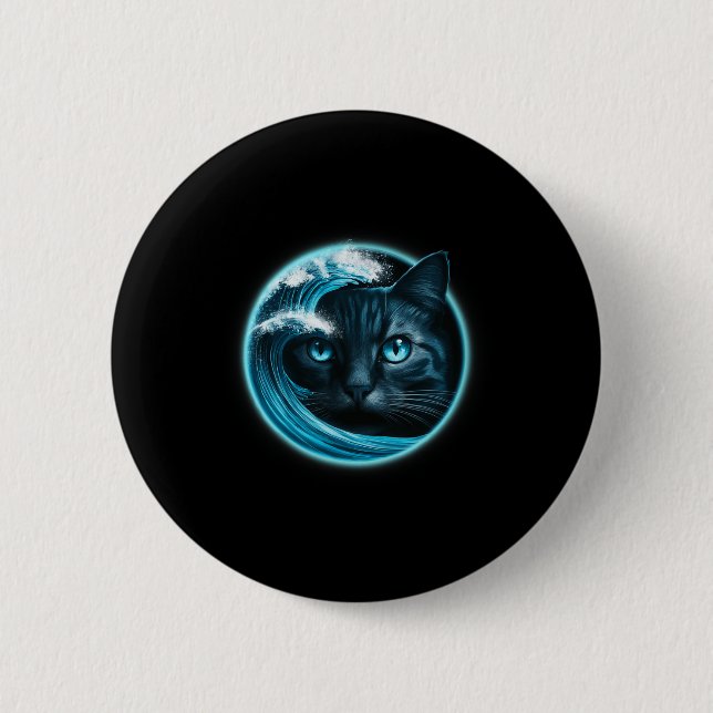 Cute Wave Of Blue Cats For Kamala Funny  6 Cm Round Badge (Front)