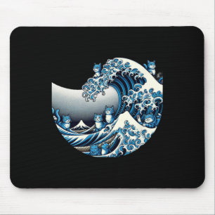 Cute Wave Of Blue Cats For Kamala Funny Mouse Pad