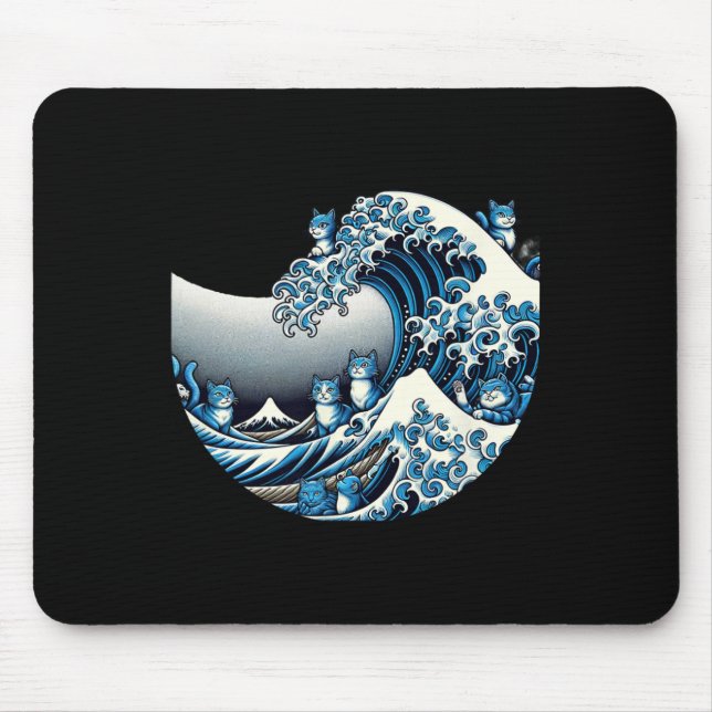Cute Wave Of Blue Cats For Kamala Funny  Mouse Pad (Front)