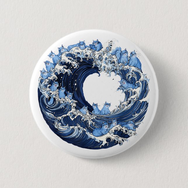 Cute Wave of Blue Cats for Kamala Harris 2024 6 Cm Round Badge (Front)