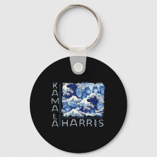 Cute Wave Of Blue Cats For Kamala Harris Funny Key Ring