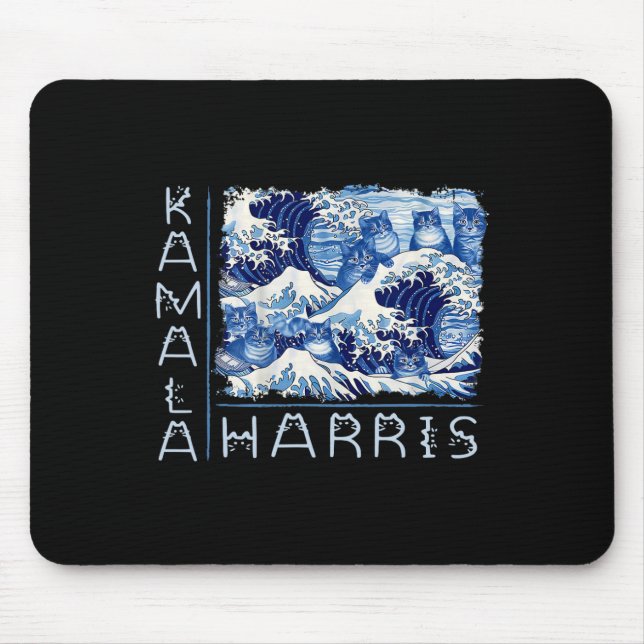Cute Wave Of Blue Cats For Kamala Harris Funny  Mouse Pad (Front)