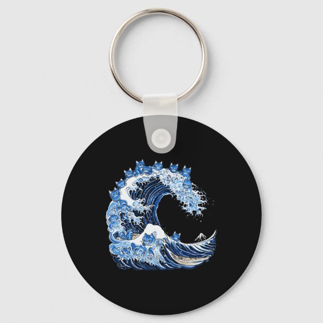 Cute Wave Of Blue Cats For Kamala  Key Ring (Front)