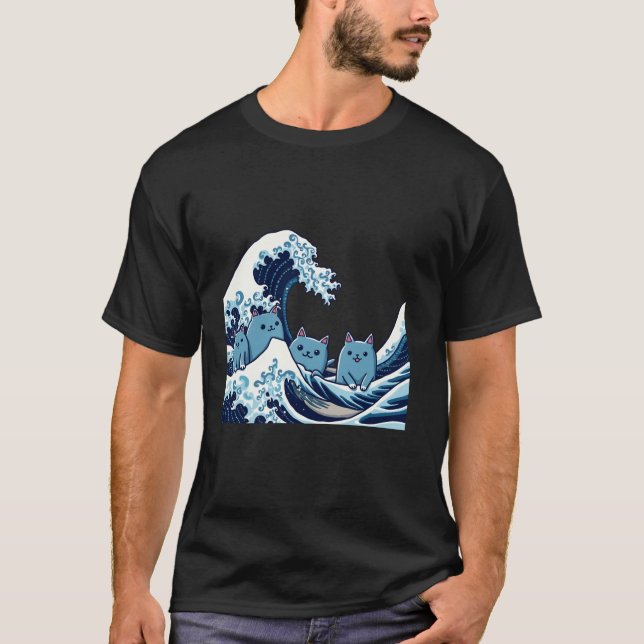 Cute Wave of Blue Cats for Kamala T Shirt (Front)