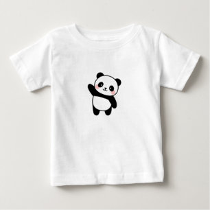 Cute Waving Little Panda Kawaii Kids Illustration Baby T-Shirt