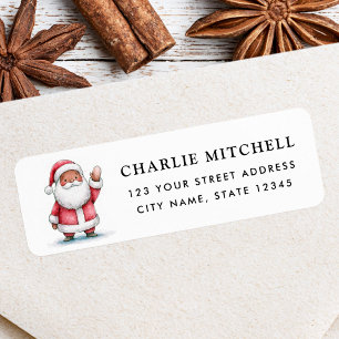 Cute waving Santa Christmas holiday return address