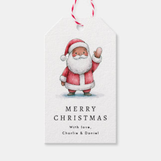 Cute waving Santa illustration Merry Christmas Gift Tags