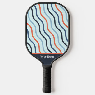 Cute Wavy Lines Pro Blue Pickleball Paddle